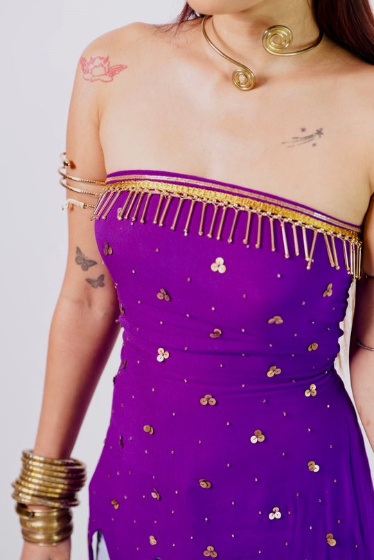 Basanti – Hand Embroidered Strapless Corset-Back Tunic Top